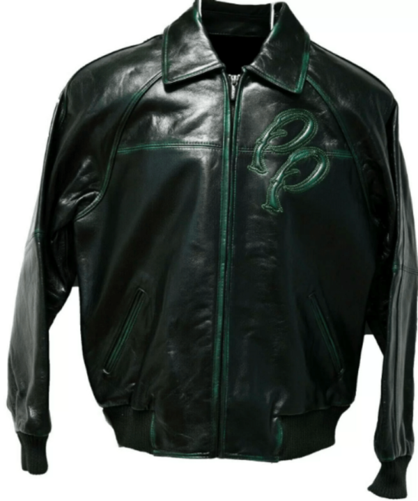 Black Green Pelle Pelle Leather Jacket