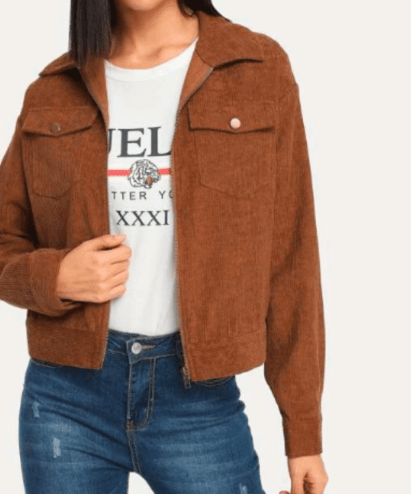 Brown Cropped Suede Leather Jacket
