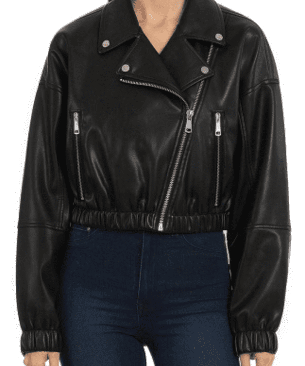 Crop Oversize Faux Leather Moto Jacket