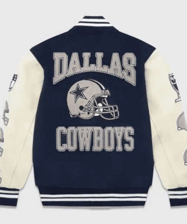 OVO Dallas Cowboys Navy Blue and White Varsity Jacket