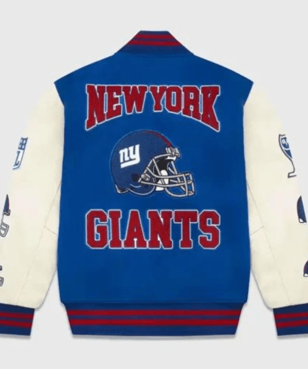 OVO New York Giants Blue and White Varsity Jacket