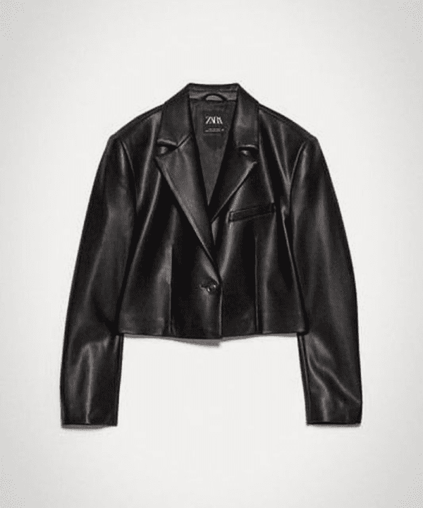 Black Leather Cropped Jacket