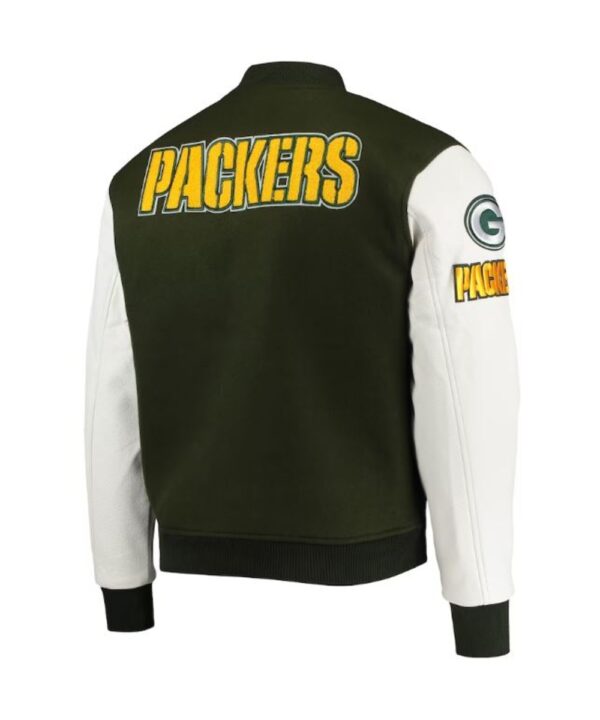 Green Bay Packers Logo Green And White Varsity Jacket