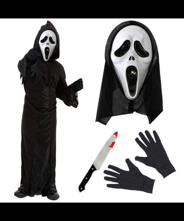 Scream Ghost Hooded Costume With Free Mask & Gloves
