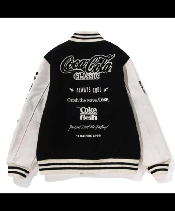 Coca Cola Black And White Wool Varsity Jacket