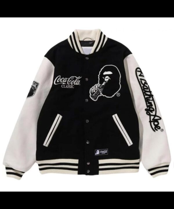 Coca Cola Black And White Wool Varsity Jacket