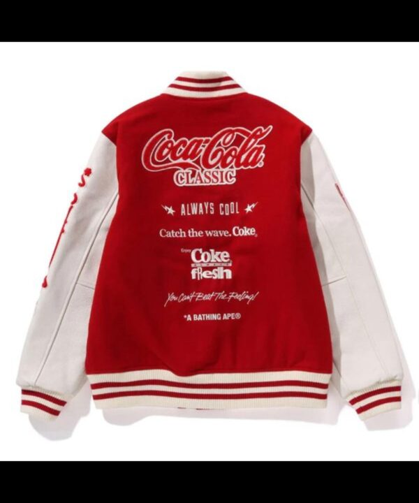 Coca Cola Red And White Wool Varsity Jacket