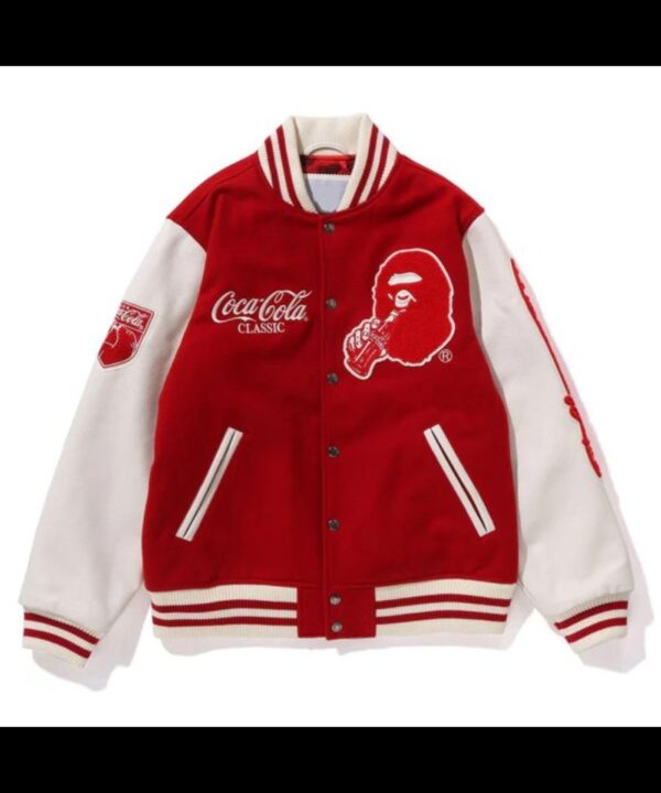 Coca Cola Red And White Wool Varsity Jacket