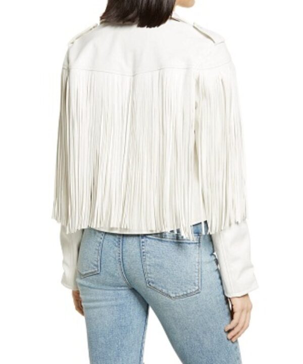 Cropped Faux Leather Fringe Jacket