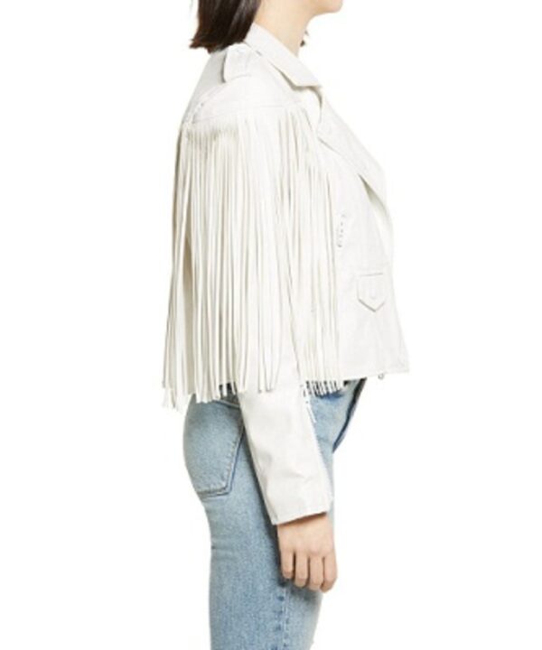 Cropped Faux Leather Fringe Jacket