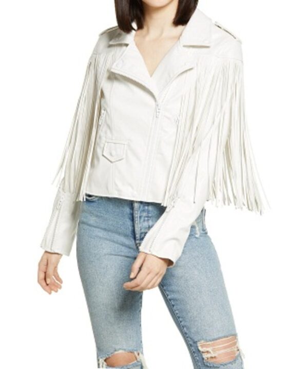 Cropped Faux Leather Fringe Jacket