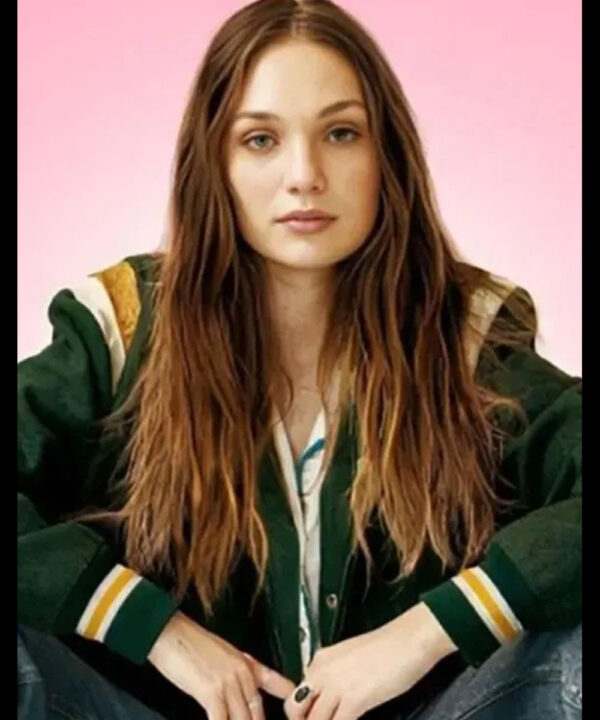 Fitting In 2024 Maddie Ziegler Green Varsity Jacket