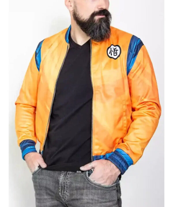 Mens Goku Anime Orange Bomber Jacket