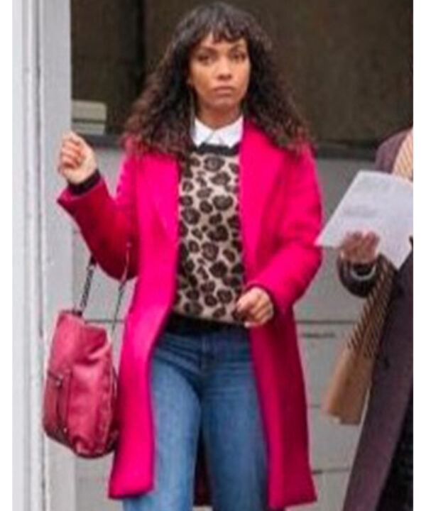 Crimetime Freefall 2024 Lyndie Greenwood Pink Coat