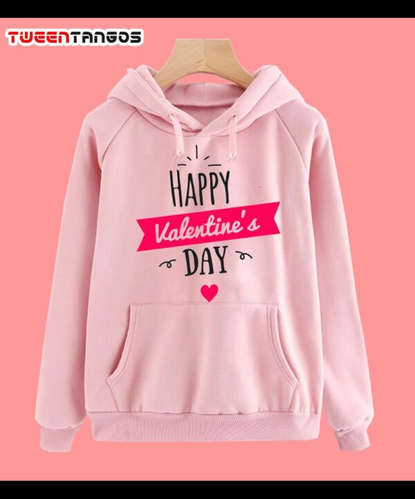 Happy Valentine Day Pink Fleece Hoodie