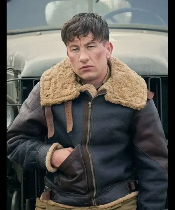 Masters Of The Air 2024 Barry Keoghan Shearling Leather Jacket