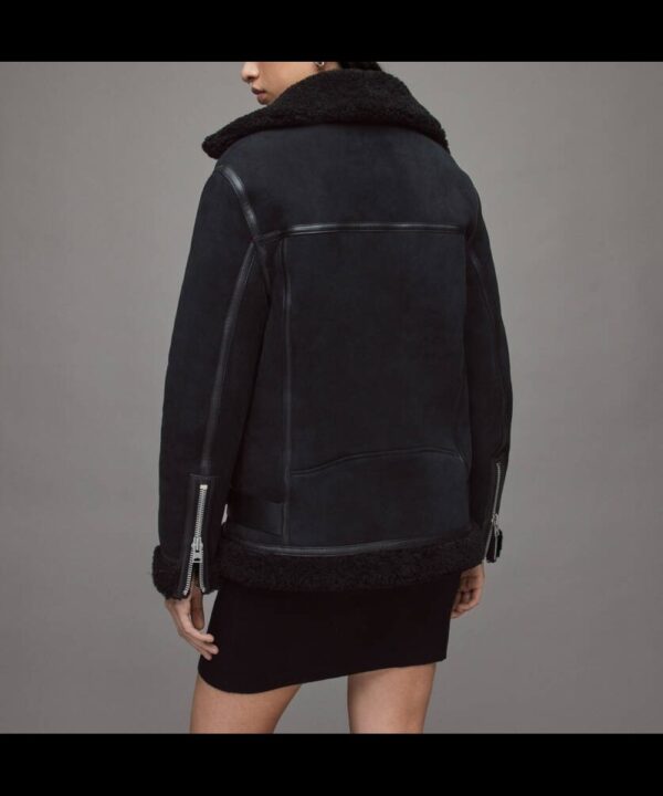 Fool Me Once 2024 Michelle Keegan Black Shearling Jacket