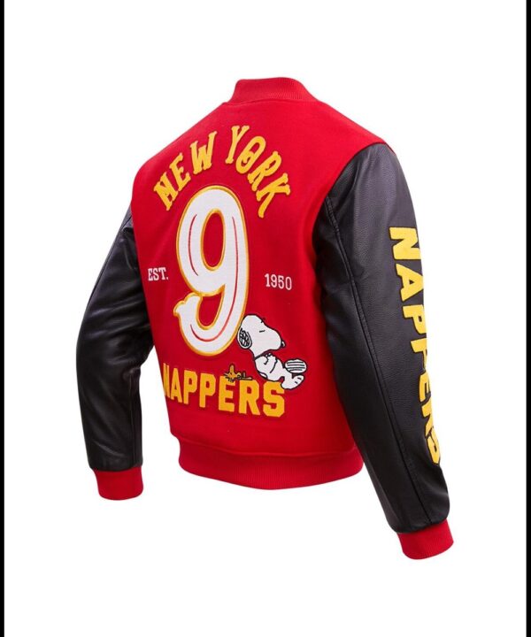 Men’s Red Peanuts Snoopy New York Nappers Full-zip Varsity Jacket