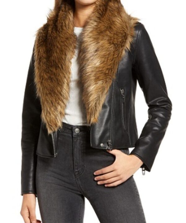 Cropped Faux Leather Moto Jacket