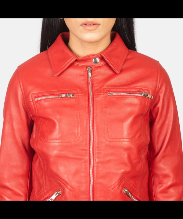 Susan Women Hooded Red Fashion Leather Jackets