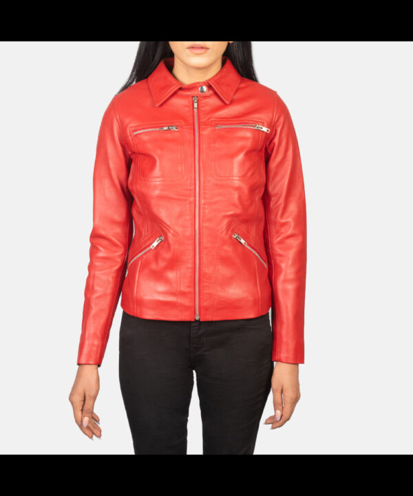 Susan Women Hooded Red Fashion Leather Jackets