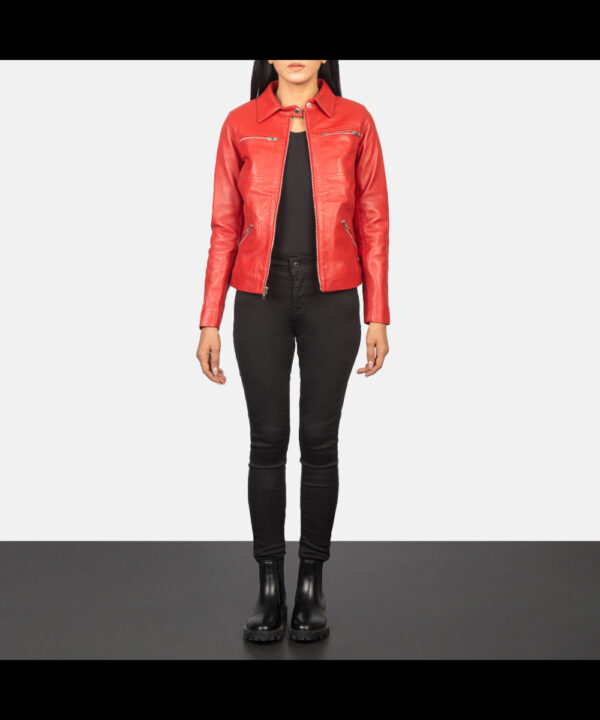 Susan Women Hooded Red Fashion Leather Jackets