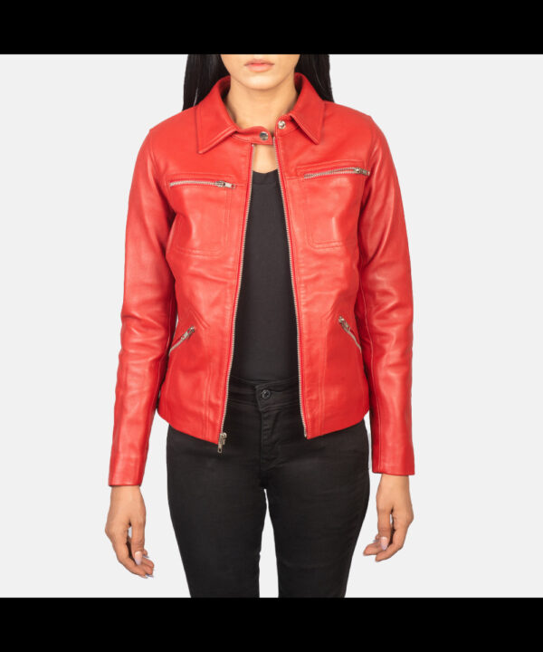 Susan Women Hooded Red Fashion Leather Jackets