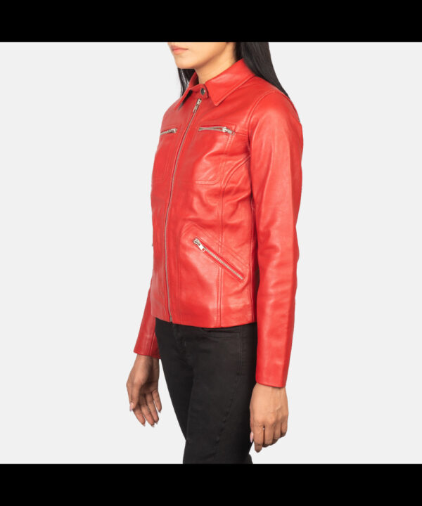 Susan Women Hooded Red Fashion Leather Jackets