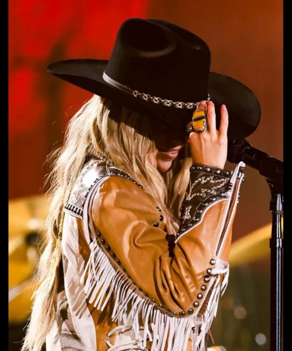 People’s Choice Awards 2024 Lainey Wilson Fringe Leather Jacket