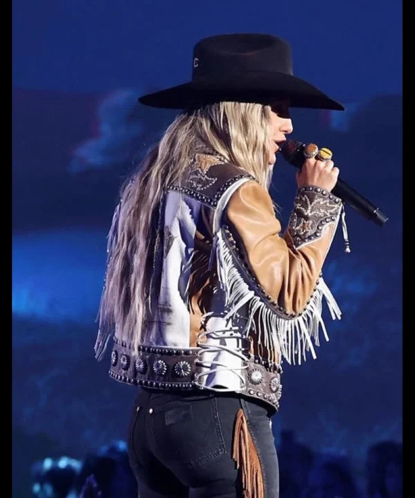 People’s Choice Awards 2024 Lainey Wilson Fringe Leather Jacket