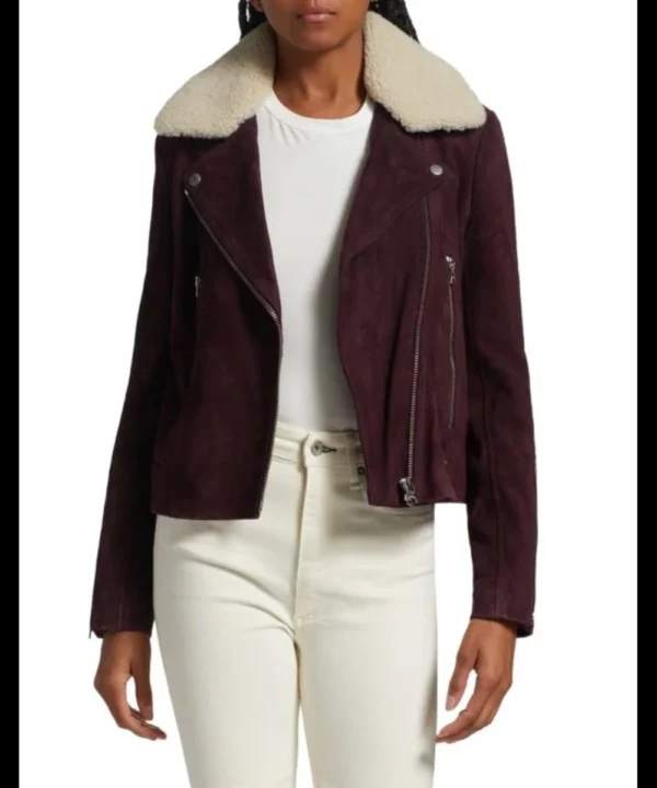 The Girls On The Bus 2024 Carla Gugino Suede Jacket