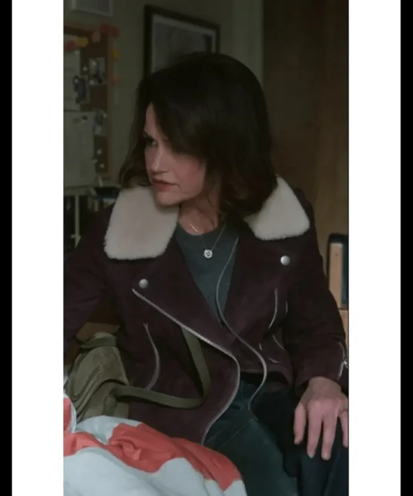 The Girls On The Bus 2024 Carla Gugino Suede Jacket