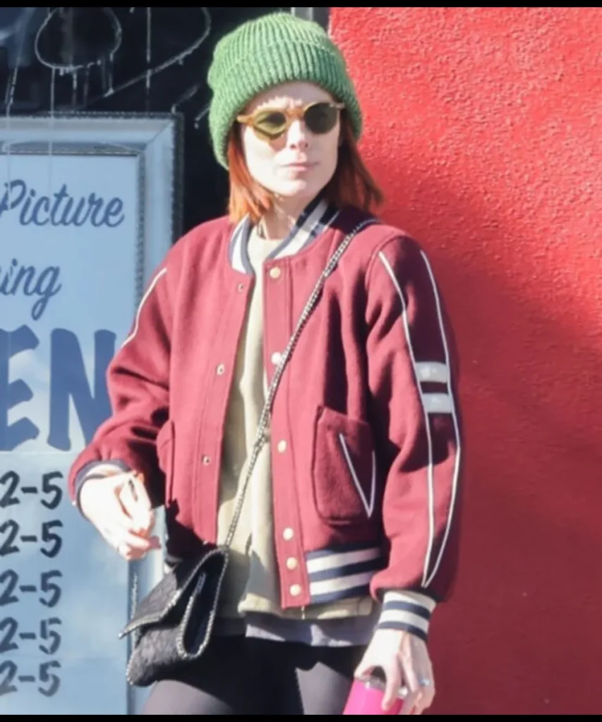 Kate Mara Red Varsity Jacket