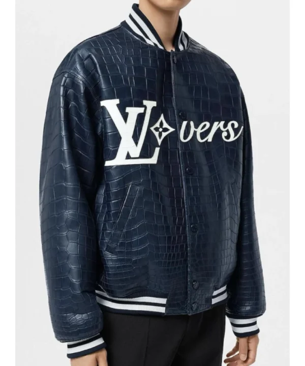 Mens Louis Vuitton Vers 2024 Blue Varsity Jacket