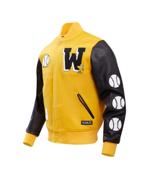 Men’s Yellow Peanuts Woodstock Sports Full-zip Varsity Jacket