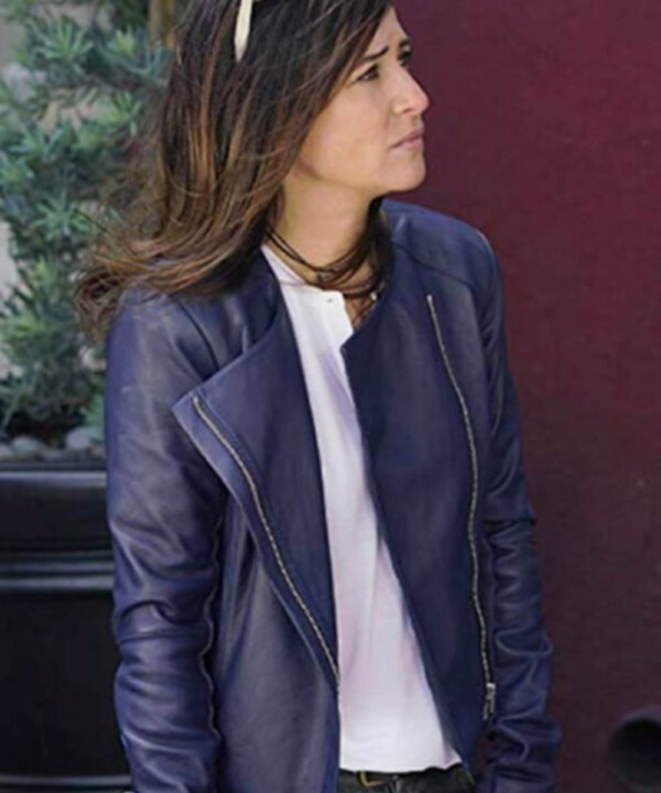 Better Things Season 04 Pamela Adlon Blue Leather Jacket