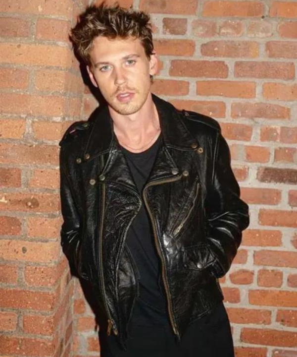 Masters Of The Air 2024 Austin Butler Black Biker Leather Jacket