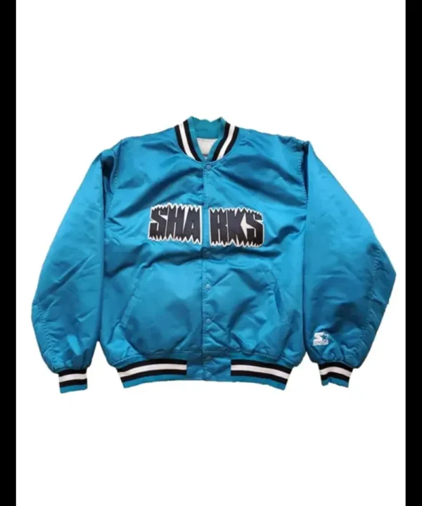 90’s San Jose Sharks Blue Satin Varsity Jacket