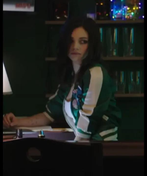 India Eisley Dead Money Green And White Varsity Jacket