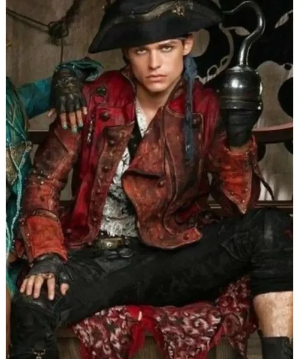 Thomas Doherty Descendants 2 Red Studded Leather Coat