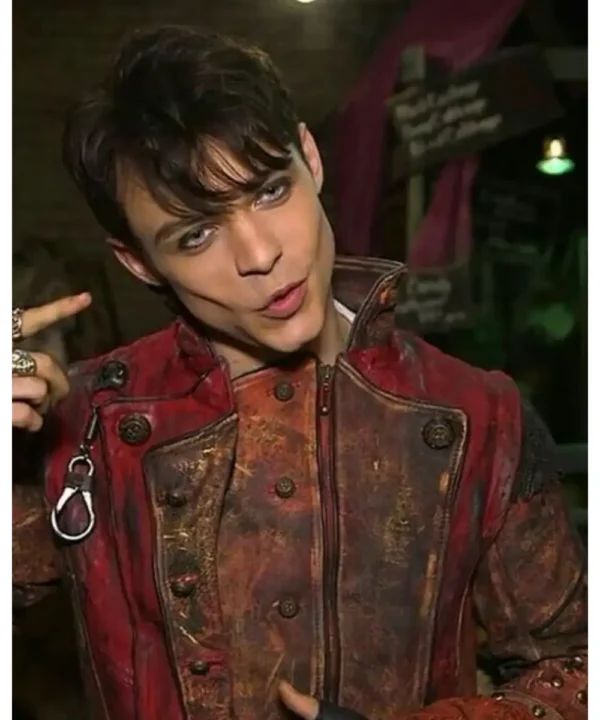 Thomas Doherty Descendants 2 Red Studded Leather Coat