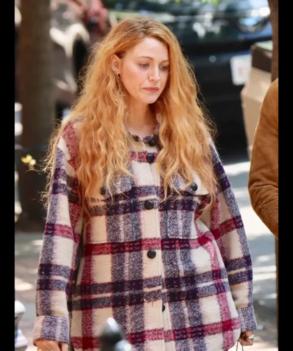 It Ends With Us 2024 Blake Lively Plaid Coat