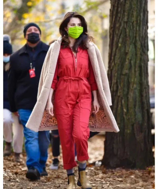 Selena Gomez Only Murders In The Building Shearling Faux Trench Coat