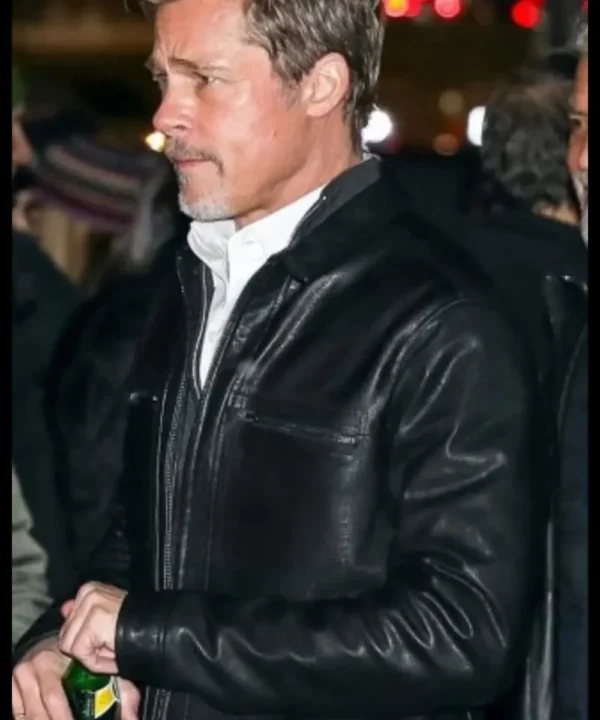 Wolfs 2024 Brad Pitt Leather Jacket