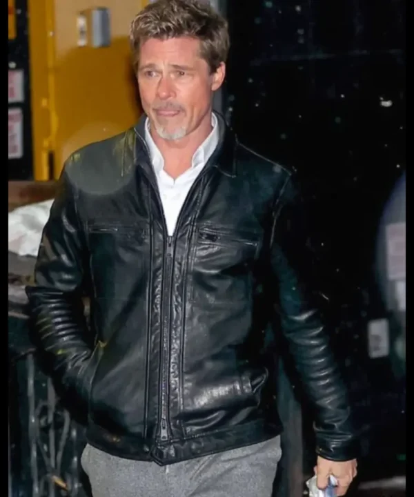 Wolfs 2024 Brad Pitt Leather Jacket