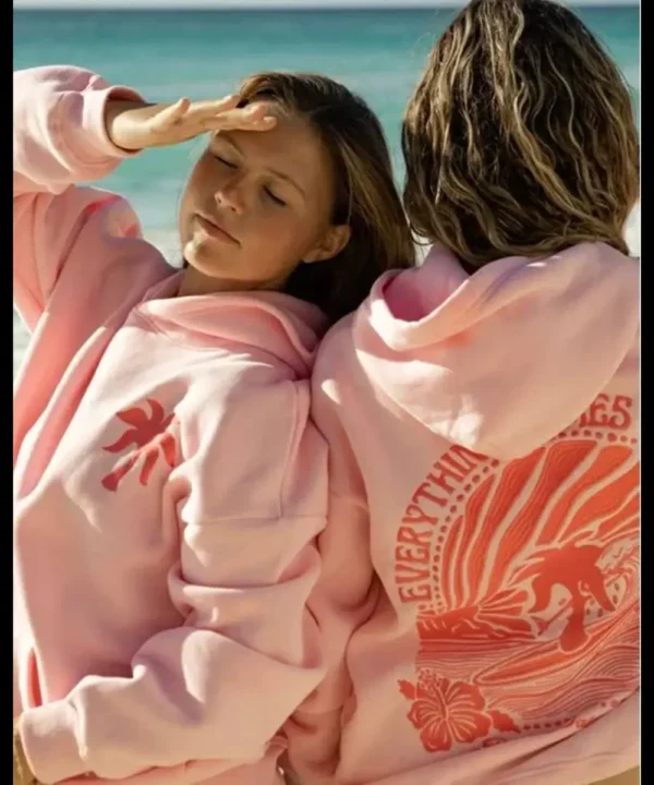 Pink Palm Puff Hoodie