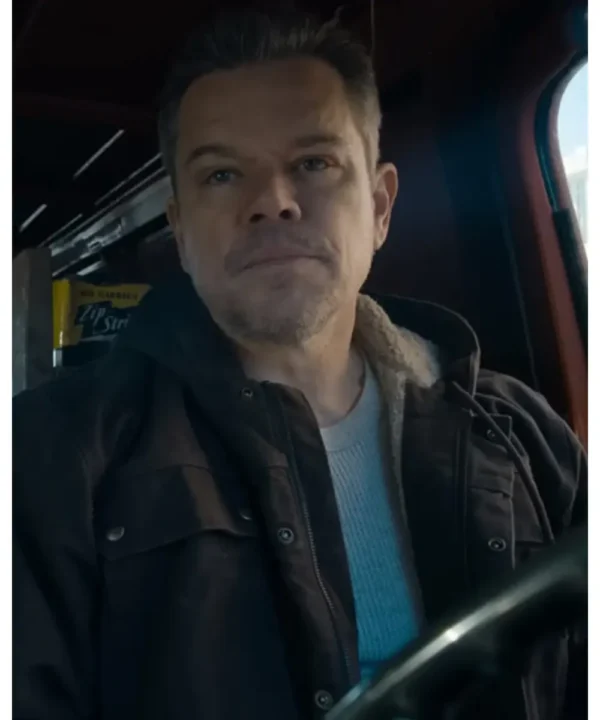 The Instigators 2024 Matt Damon Black Hooded Jacket