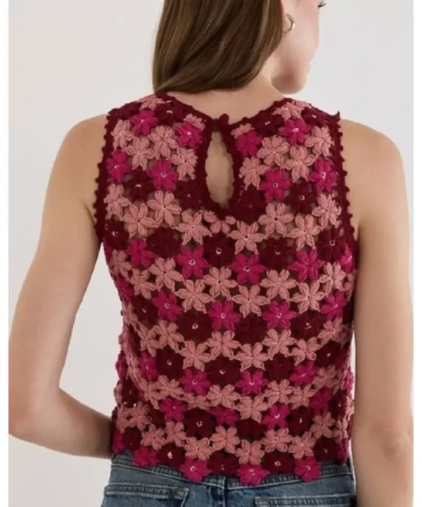 Unstable S02 Rachel Marsh Pink Floral Crochet Tank Top