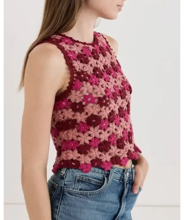 Unstable S02 Rachel Marsh Pink Floral Crochet Tank Top