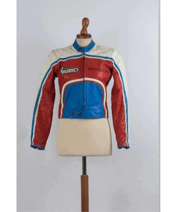 Vintage Giudici Red Blue White Leather Jacket